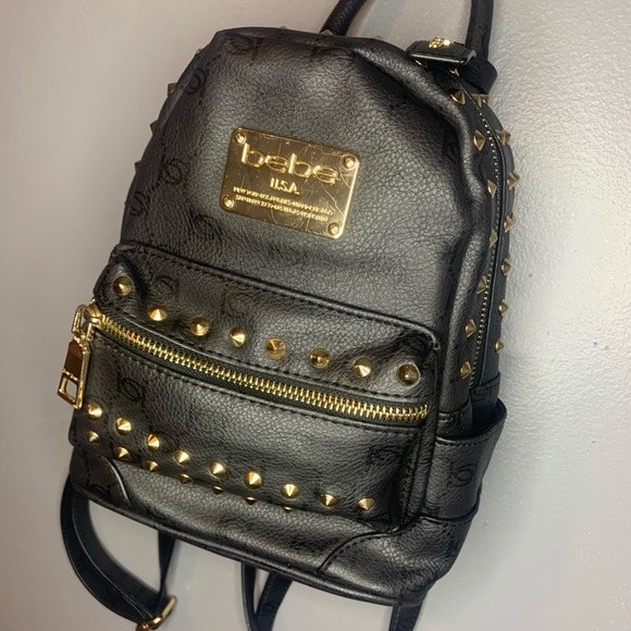 BEBE black and gold studded mini backpack - Picture 4 of 4